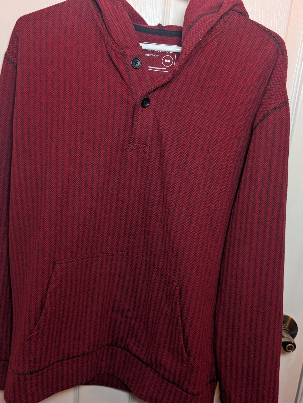EXPRESS Men's Medium Speckled Red Knit Hooded Pullover Sweater/Hoodie